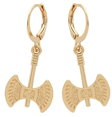 bySantana - 2cm Axt Ohrringe, Handgefertigt Fantasy Schmuck, Coole Geschenkidee, Mittelalter Wikinger Ohrhänger (Creolen)