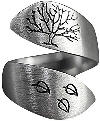 szvbofueck Vintage Verstellbarer Ring Screwy Ring Löwenzahn Silberfarbe Baum Vintage Punk Einzigartige Stereoskopische Übertrieben Ringe Öffnungsring-Größenveränderbar (C)