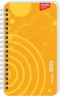 FLVG-Terminkalender 2026, Kompaktformat 17 x 9,5 cm, Ringbindung, 154 Seiten, Kunststoffdeckel, Geschäftsplaner mit Projektplanung