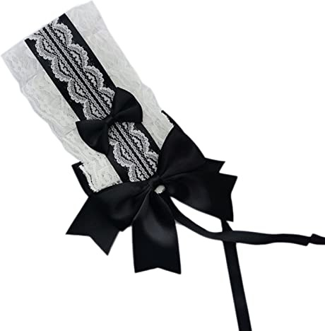 YUOIUX Haarband Anime Maid Stirnband für Mädchen Rüschen Spitze Stirnband mit Schleife Show Mode Frauen Haarband Kopfbedeckung