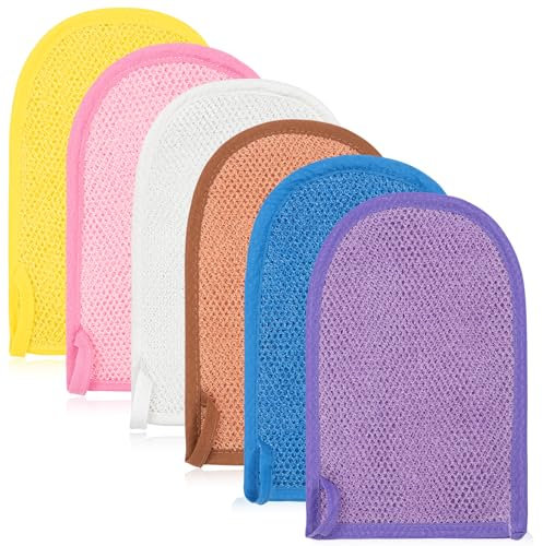 Exfoliating Gloves, 4pcs African Net Exfoliating Mitts, Body Scrub Glove for Deep Skin Cleaning and Dead Skin Removing, Shower Gloves for Men Women