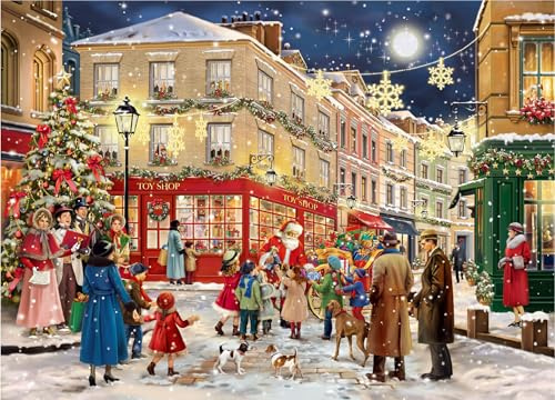 yoofun 1000-Teiliges Weihnachten Puzzle für Erwachsene, Weihnachtsmann & Geschenke an einem verschneiten Heiligabend