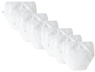 Hixingo Algodón Bragas de Aprendizaje, 6 Piezas de Pañales de Tela Calzones de Entrenamiento Reutilizables, Pañal de Aprendizaje para 1-6 Años Niños/Niñas (Blanco,L)