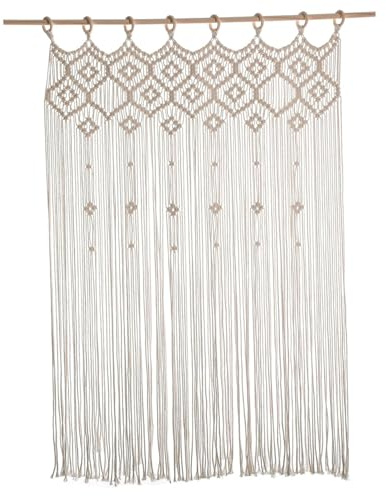 Joygoodta Macrame Door Curtain, Macrame Curtains for Window 39x41 Inch Large Wall Hanging Tassel Boho Door Curtain for Living Room Bedroom Wedding Backdrop