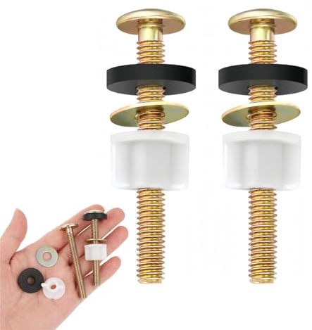 Heavy Duty Toilet Seat Screws, 2-Pack Universal Toilet Seat Fittings and Fixtures Kit with Carbon Steel Hinge Bolts & Plastic Nuts for Standard and Blind Hole Mounting - Secure Fixings