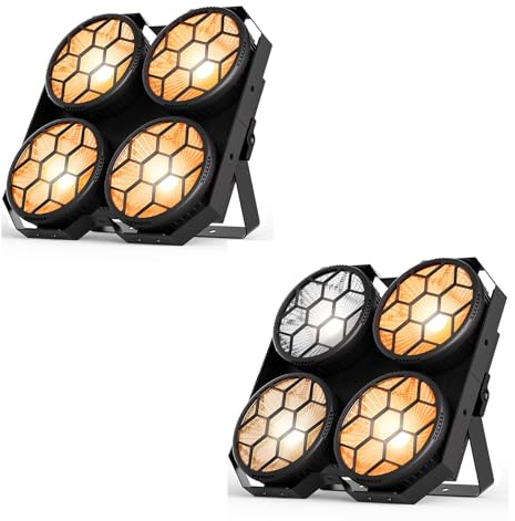 Osusuent 400W LED COB Par Lumière de Scène,Projecteur COB+RGB Blanc Froid/Chaud Lumiere Theatre Effets,Strobe DMX512 Contrôle Sonore,Lumière Disco pour église Mariage éclairage Fête Festival,2 PCS
