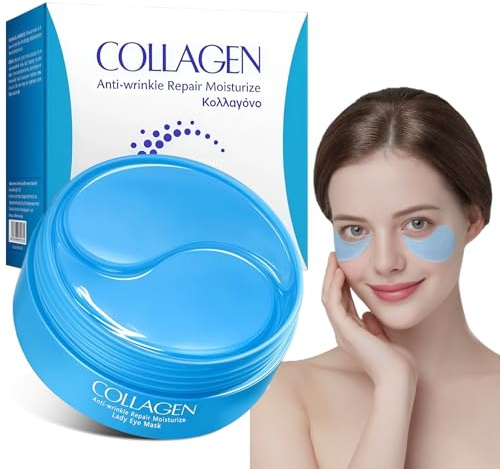 60 Piezas Parches para Ojos con Colágeno y Ácido Hialurónico, Antiarrugas e Hidratantes, Reducen Ojeras, Bolsas y Hinchazón, Mascarilla para el Contorno de Ojos para Hombre y Mujer