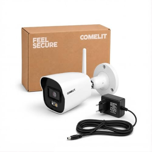 Comelit Cámara WiFi adicional 4 MP para exterior compatible con kit WBK4N04NA, visión nocturna a color, audio integrado y aplicación para smartphone