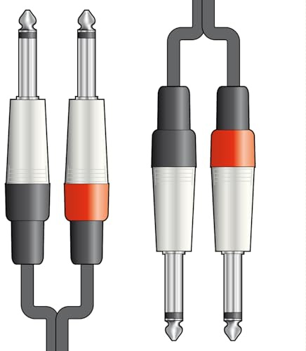 Citronic Audio Cable 2 x 6.3mm Mono Jack Plugs to 2 x 6.3mm Mono Jack Plugs 3.0 Metre