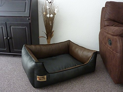 Hundebett Hundesofa Schlafplatz Kunstleder Similpelle 155 cm X 105 cm schwarz braun