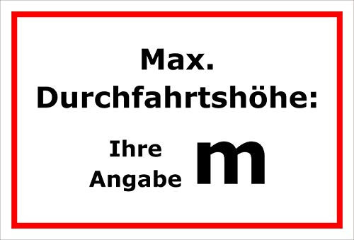 Melis-Folienwerkstatt Schild Maximale Durchfahrtshöhe - 30x20cm - Bohrlöcher - 3mm Aluverbund – 20 VAR S00250-191-B