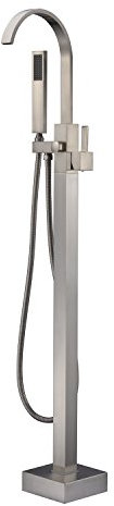 Artiqua Freistehende Badewannen-Wasserhahn, Wannenfüller, gebürstetes Nickel, Wasserfall-Bodenmontage, Wasserhähne mit Handbrause