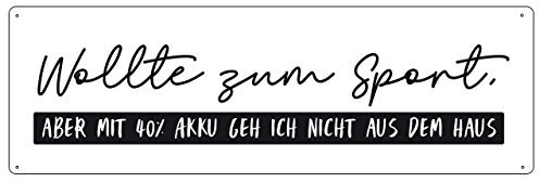 Interluxe METALLSCHILD Blechschild WOLLTE ZUM Sport Motivation Lustig Akku Handy Sucht