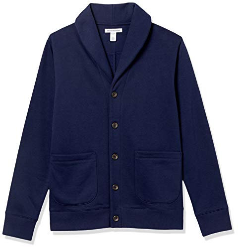 Amazon Essentials Cardigan a Maniche Lunghe in Felpa con Collo Sciallato Uomo, Blu Marino, XL
