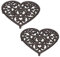 SUMTREE 2pcs Cast Iron Heart Trivet Decorative Trivet Mat Hot Pot Holder Pads For Kitchen Or Dining Table (8, Brown, Rusty)