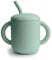 mushie Tasse d'Apprentissage en Silicone avec Paille | 6 Mois et Plus | 175 ml | Poignées Anti-Déversement et Antidérapantes | 100% Silicone | Anti-Fuite | Lavable au Lave-Vaisselle | Cambridge Blue