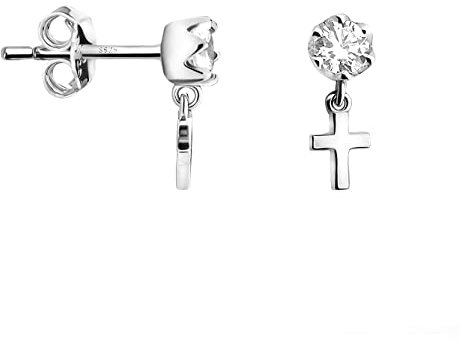 SOFIA MILANI - Damen Ohrringe 925 Silber - mit Zirkonia Steinen - Kreuz Ohrstecker - E1552