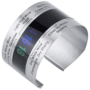 Pulsera de Temperatura de Vino de Acero Inoxidable, termómetro de Temperatura Flexible para Botella de Vino, termómetro de Botella de Vino para Cerveza casera, termómetros de conserva, termómetros