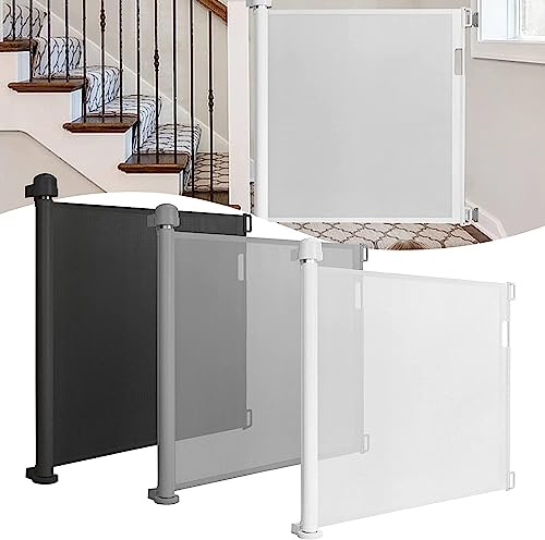 TRMLBE Türschutzgitter 0-180cm Ausziehbar Treppenschutzgitter Rollo Baby Treppenschutzrollo Türgitter für Baby & Tier Schutzgitter Einziehbares Geeignet für Treppen/Türen/Innen & Außen, Weiß