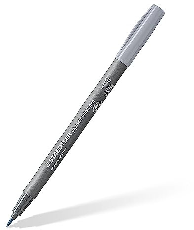 STAEDTLER brush pen pigment Arts, hell kaltgrau, pigmentierte Premium-Zeichentusche, Pinselspitze für variable Linienbreite, wasserfest, schnelltrocknend, 10 brush pens im Kartonetui, 371-870