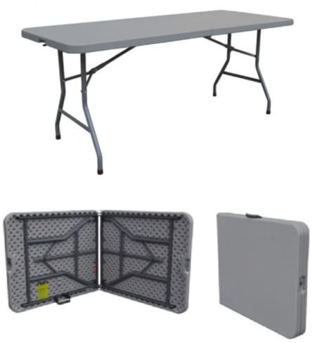 Solycarpa Mesa Maleta Plegable 180 x 76 Cm de Exterior, Jardín, Catering, Hostelería y Eventos. Abatible y Auxiliar para Comedor y Camping. Fácil de Transportar, Portátil y de PVC.
