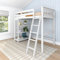 Max and Lily Loft Bed, Single Bed Frame For Kids With Bookcase, White