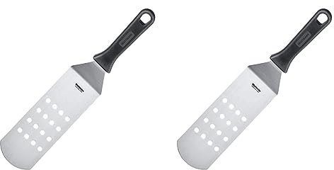 Westmark Profi-Wender/Grill-Spachtel, Gewinkelt, Flexibel, Gelocht, Klingenmaß: 7,5 x 20 cm, Länge: 36,5 cm, Rostfreier Edelstahl/Kunststoff, Master Line, Schwarz/Silber, 13392270 (Packung mit 2)