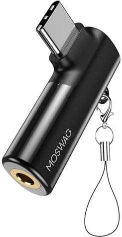 MOSWAG Adaptador de Auriculares USB C a Conector de 3,5 mm,Adaptador Auriculares Tipo C 90 Grados Compatible con Samsung Galaxy S23 S22 S21 Ultra,Huawei P60/50