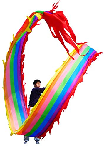 Dragon Dance Ribbon - Sport Rainbow Dragon Poi for ejercicios físicos, bailarina de cinta de práctica de lanzamiento for gimnasia, serpentina giratoria for jugar en el patio trasero/baile (tamaño: 8 m