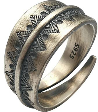 Damen Ring 925 Silber, Damenringe Silber Vintage-Muster Geschenke für Damen Frauen Freundin Adjustable