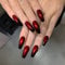 JUSTUSNX 24 PCS noir Halloween Nails rouge rectangulaire faux ongles pour les femmes et les filles