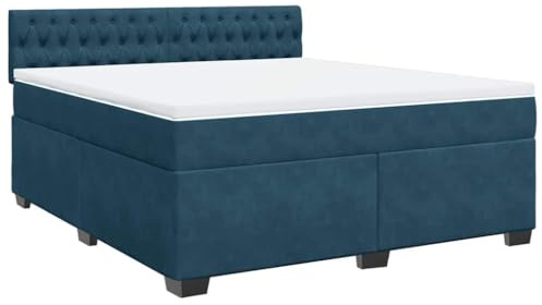 vidaXL Boxspringbett mit Matratze Blau 180x200 cm Samt