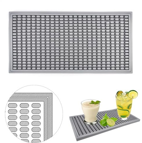 Jastown Tapis Machine A Cafe 15 X 30 Cm, Tapis Egouttoir Vaisselle Absorbant, Tapis À Cocktail, Accessoires De Barman, Tapis De Cuisine Polyvalent, Bar, Dessous De Verre De Bureau (Gris)
