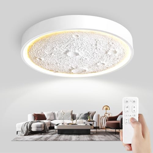 RRBEST Mond Wandlampe, Dimmbar Mondlicht Deckenlampe, 3000K-6500K Wandleuchte LED Modern mit Fernbedienung, für Schlafzimmer Kinderzimmer Flur Küche