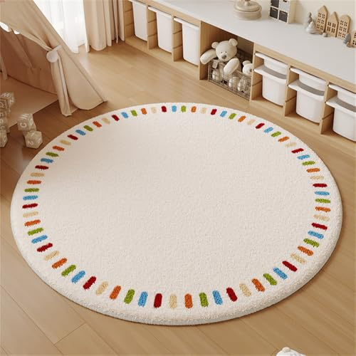 YATOLA Teppiche Schlafzimmer Flauschige Matte Musik Teppichen Geometrie Punkt (Beige 1, 100x100cm)