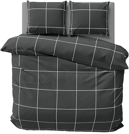 one-home Bettwäsche 200x220 cm Karomuster kariert schwarz Biber Winter Flanell Baumwolle