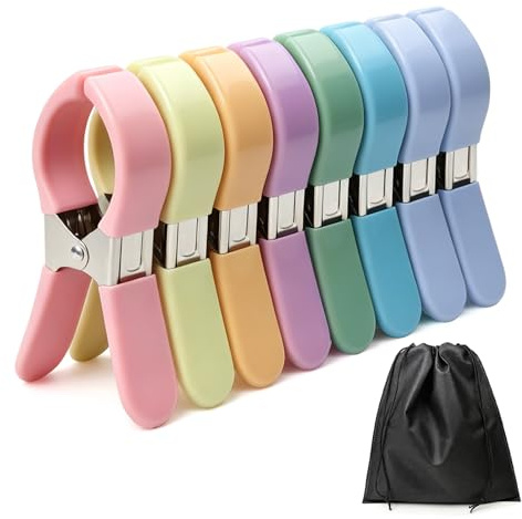 8 Stück Große Handtuchklammern für Strandliegen, Wäscheklammern Edelstahl | Winddichte Strandtuch Klammern, Handtuchclips, für Kleidung, Sonnenliegen, Badetuch und Bettwäsche, mit Reisetasche