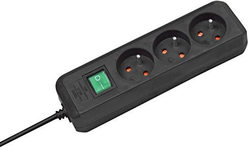Brennenstuhl 1152601 Eco-Line Bloc de 3 Prises avec socle/interrupteur Noir