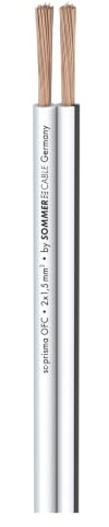Sommer Cable 1m weißes Lautsprecherkabel OFC 2x 1,5 mm² OFC weiß Lautsprecherkabel flexibel Meterware ab 100cm - 401-0150-WS
