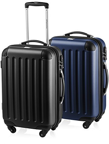 HAUPTSTADTKOFFER - Spree - 2er Koffer-Set Handgepäck Hartschale, TSA, 55 cm mit Volumenerweiterung, Schwarz-Dunkelblau