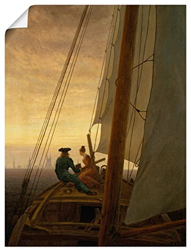 ARTLAND Wanddeko Poster & Kunstdrucke Wandposter 60x80 cm Meer Segeln Boot Segeltuch Auf dem Segler 1819 Romantik Caspar David Friedrich T7VQ
