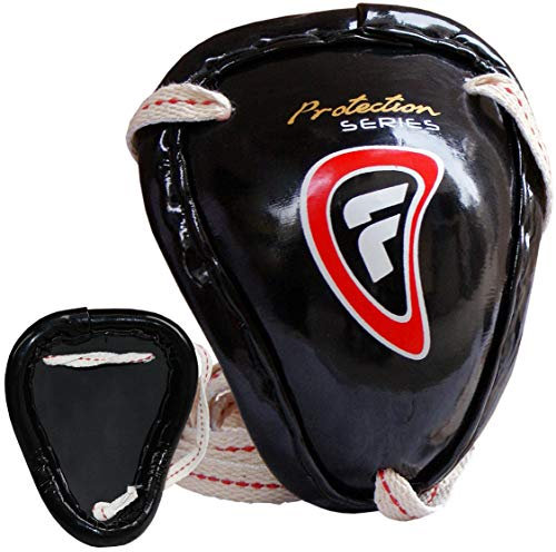 Farabi Sports Métallique Coquille Boxe Homme — coquilles de Protection en Acier avec Système de Lacets & Protection Abdominale pour Boxe, MMA, Muay Thai, Kickboxing, Karaté & Taekwondo