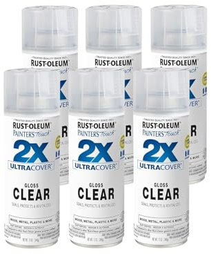 Rust-Oleum 334029-6PK Painter's Touch 2X Ultra Cover Spray Paint, 12 oz, Gloss Clear, 6 Pack