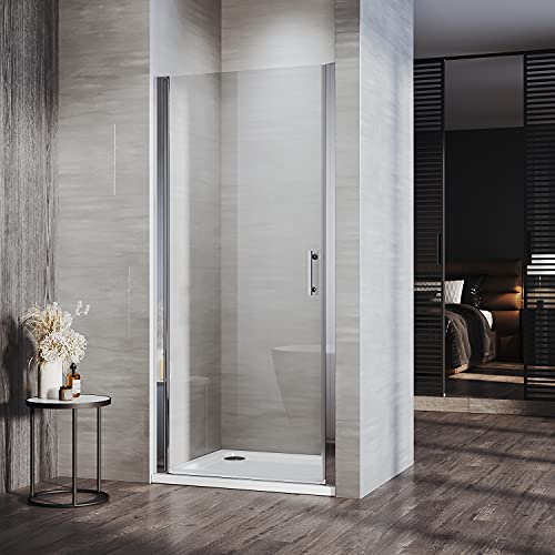 ELEGANT 900mm Frameless Pivot Hinge Shower Door Enclosure 6mm Safety Glass Reversible Shower Cubicle Door