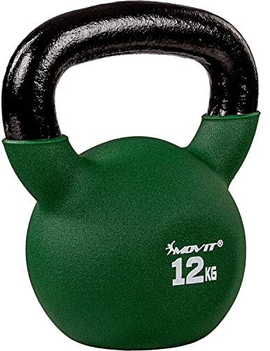 MOVIT Kettlebell PRO, Kugelhantel aus Gusseisen mit Neoprenbeschichtung, 12 Varianten: 2 bis 24 kg, schadstoffgeprüft, Schwunghantel Kugelgewicht