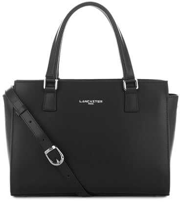 LANCASTER | Smooth - Sac à Main Refente de Cuir de Vachette Lisse Noir