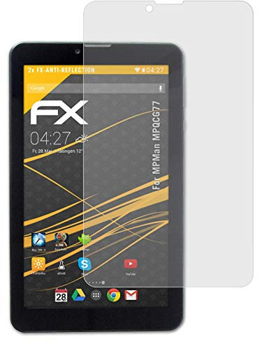 atFoliX Panzerfolie kompatibel mit MPMan MPQCG77 Schutzfolie, entspiegelnde und stoßdämpfende FX Folie (2X)