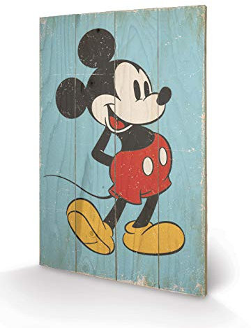 Mickey Mouse 'Retro' Holz- Wand Kunst,40 x 59 cm