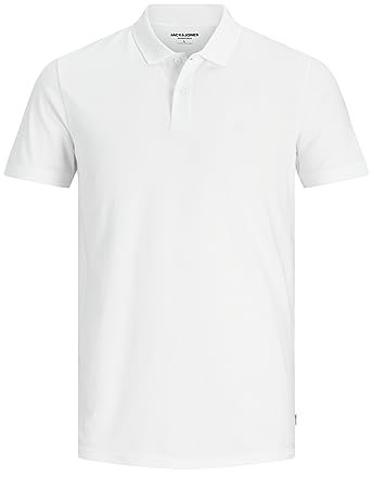 JACK & JONES Jjebasic Polo Ss Noos, Uomo, Bianco (White Detail: Slim Fit), Small
