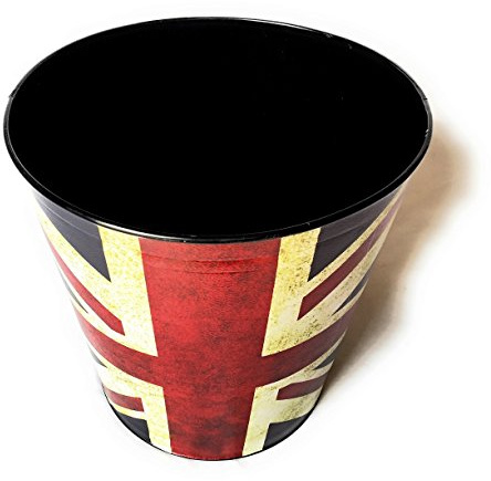 DiiliHiiri Papelera Oficina sin tapa Cubo de basura para baño y tocador, Cubo de Basura Retro, Diseño de Bandera GB, 26XØ25cm